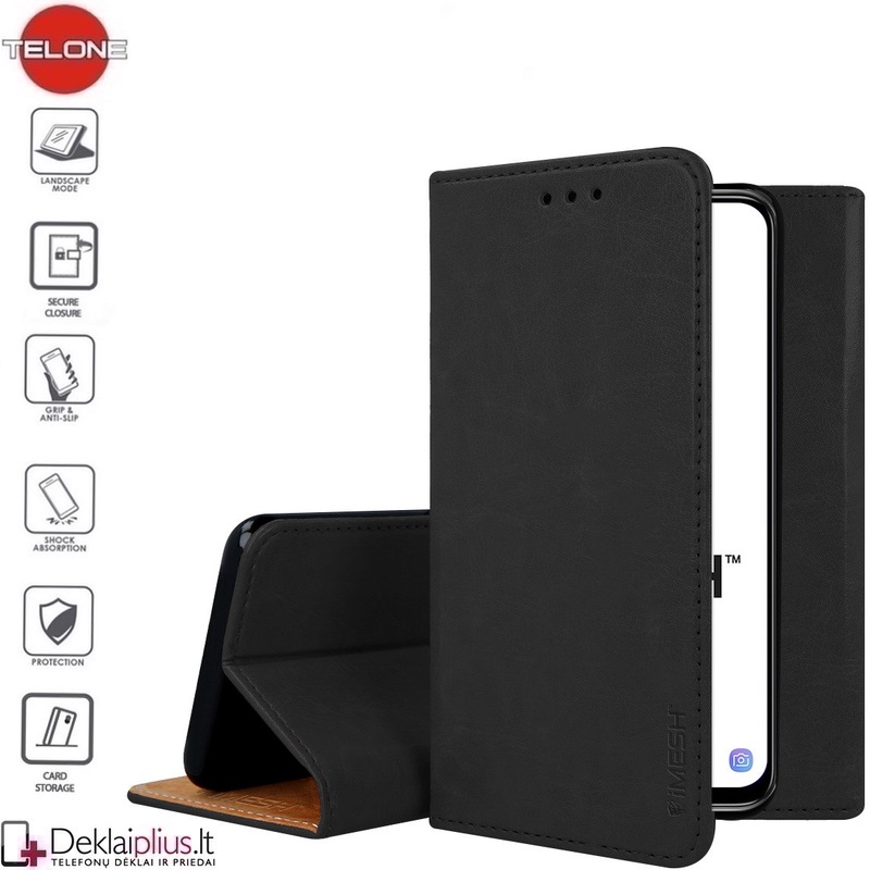 Grynos odos Telone dėklas - juodas (Xiaomi Mi 10 Lite) Grynos odos Telone dėklas - juodas (Xiaomi Mi 10 Lite)